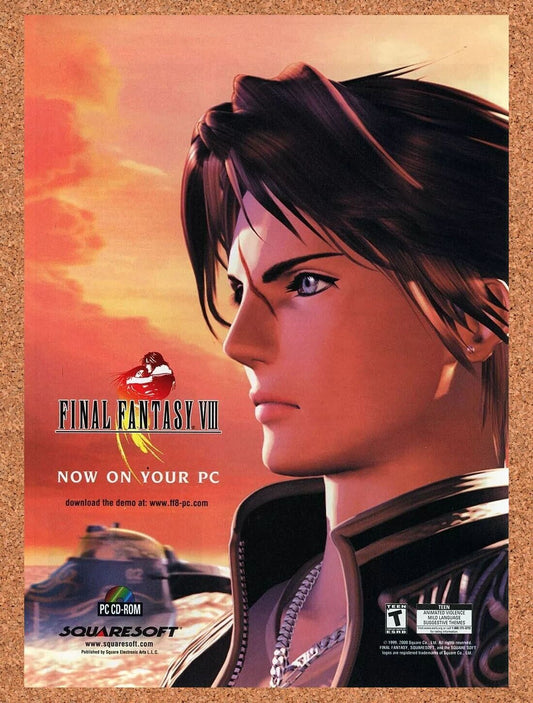 Final Fantasy 8 PC VIII Squall Leonhart Original 1999 Ad Squaresoft RPG Promo