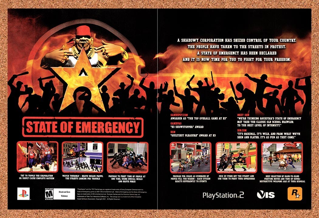 2002 State Of Emergency PS2 Original Advertisement / Retro Promo v1