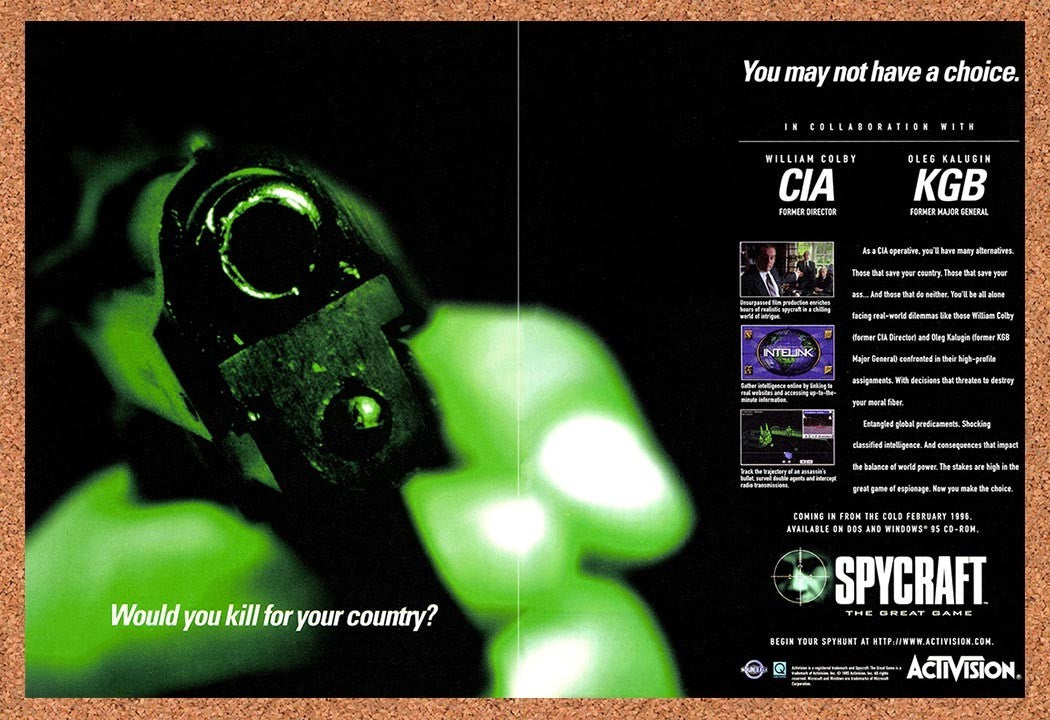 1996 Spycraft The Great Game PC Original Advertisement / Retro Promo v5