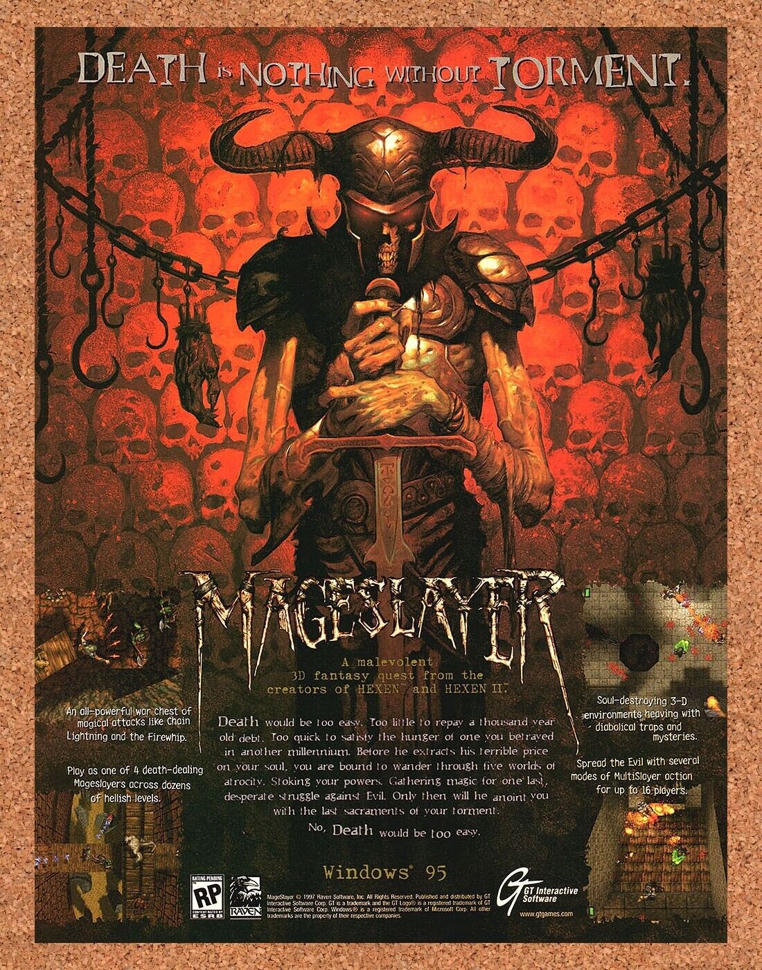 MageSlayer PC Original 1999 Print Ad Authentic Windows 95 Video Game Art Promo
