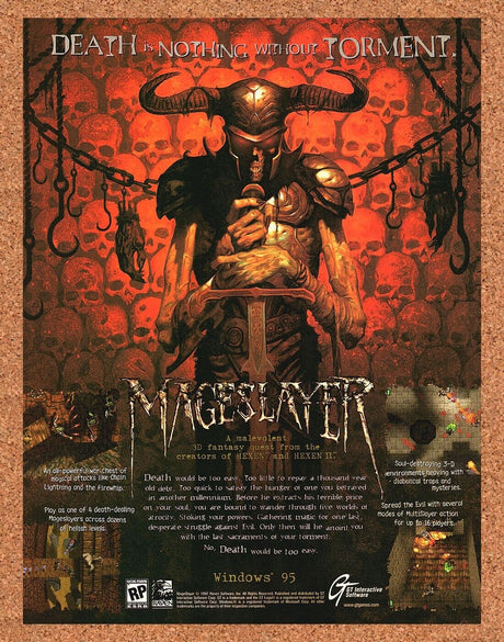 MageSlayer PC Original 1999 Print Ad Authentic Windows 95 Video Game Art Promo