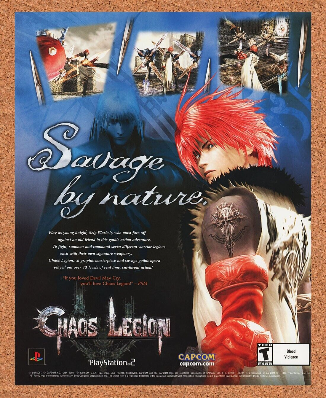 Chaos Legion PS2 Original 2005 Ad Authentic Capcom Video Game Wall Art Promo
