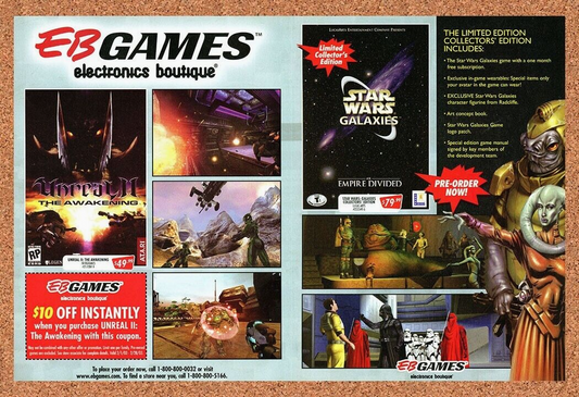 Star Wars Galaxies Original 2004 Ad Authentic EB Games Video Game Rebate Promo