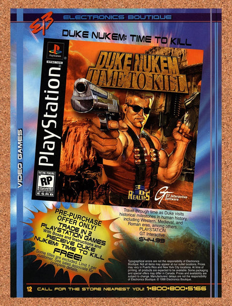 1998 Duke Nukem Time To Kill EB Games Original Advertisement / Retro Promo v2