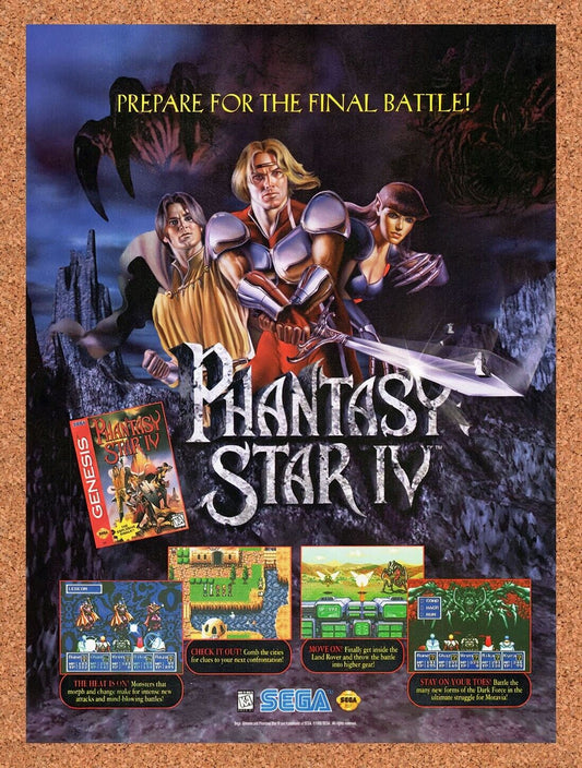 1994 Phantasy Star IV Genesis Original Advertisement / Retro Wall Art v2