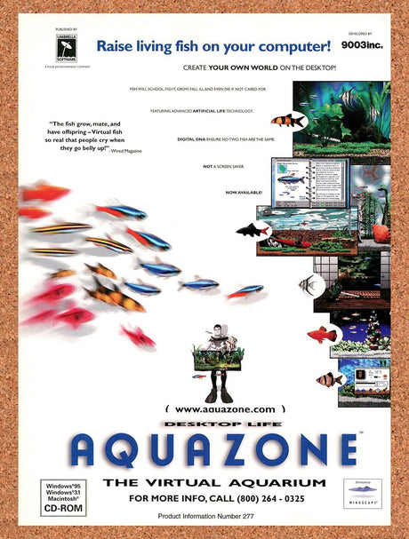 1997 Aquazone Desktop Life Virtual Aquarium Original Advertisement / Promo v1