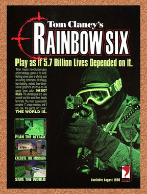 Rainbow Six PC Original 2000 Ad Authentic Red Storm FPS Video Game Promo