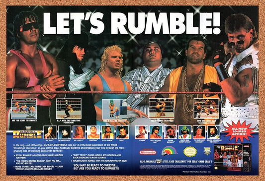 1992 WWF Royal Rumble SNES Original Advertisement / Retro Wall Art v2