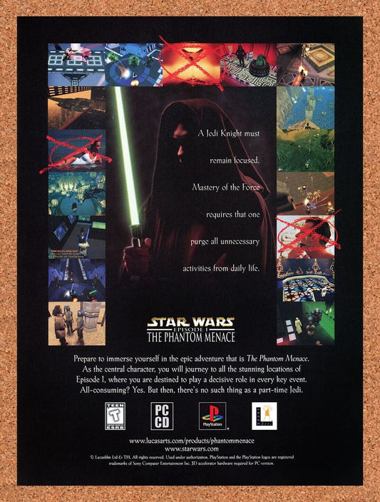 Star Wars Episode I Phantom Menace Original 1998 Ad Authentic Video Game Promo