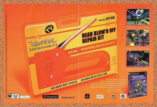 Unreal Tournament PS2 Original 2002 Print Ad Authentic FPS Video Game Promo