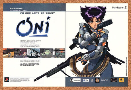 Oni PS2 Original 2003 Print Ad Authentic Rockstar Anime Video Game Art Promo