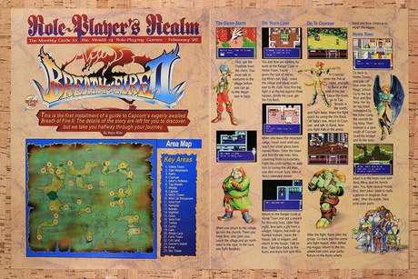 1996 Breath Of Fire II Key Areas Map Original Advertisement / Retro Wall Art v4