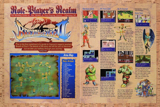 1995 Breath Of Fire II Key Areas Map Original Advertisement / Retro Wall Art v4