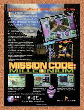 1995 Mission Code Millennium PC Original Advertisement / Retro Promo v1