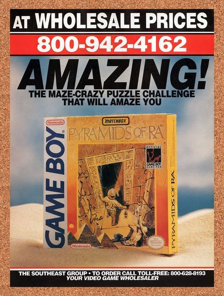 1992 Pyramids Of RA Game Boy Original Advertisement / Retro Wall Art v1