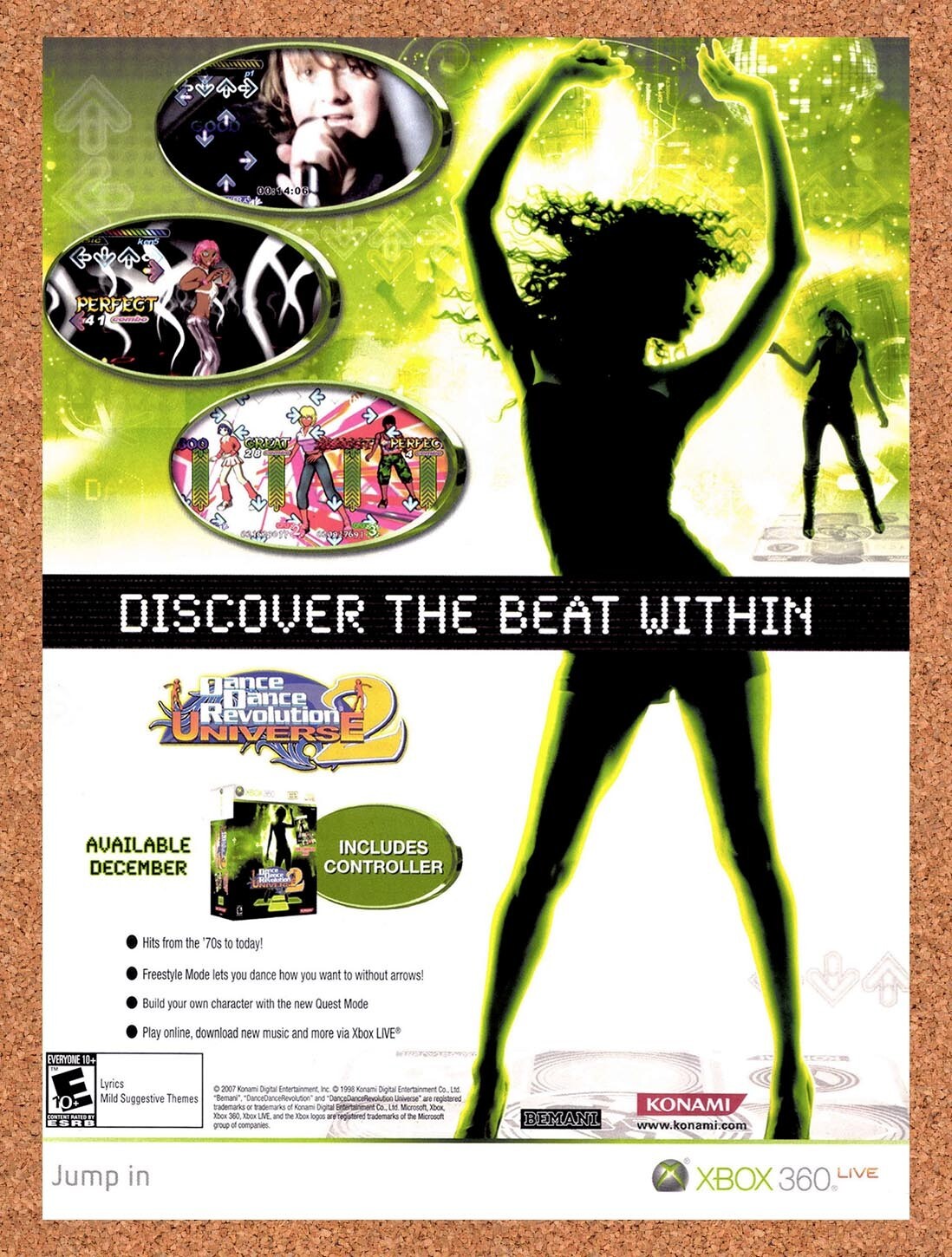 2008 Dance Dance Revolution Universe 2 Xbox 360 Original Ad / Retro Wall Art v1