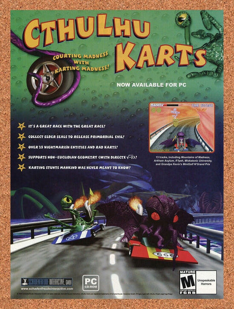 Cthulhu Karts PC Original 2005 Ad Authentic Funny Parody Video Game Promo