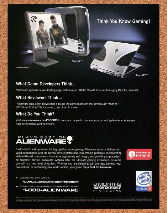 Half-Life 2 PC Original 2005 Ad Authentic Alienware Area-51 Gaming PC Promo