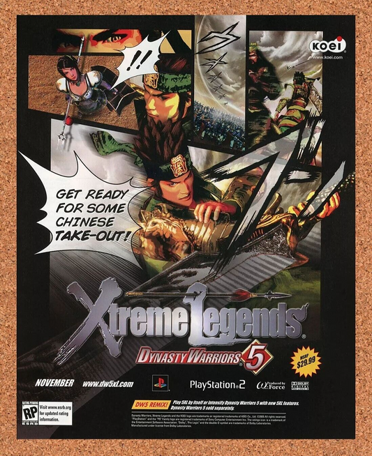 Xtreme Legends Dynasty Warriors 5 PS2 Original 2005 Ad Authentic Game Promo