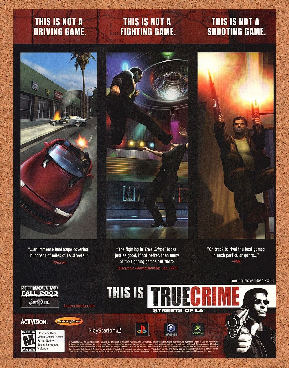 True Crime Streets Of LA PS2 Original 2003 Ad Authentic Video Game Art Promo
