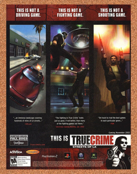 True Crime Streets Of LA PS2 Original 2003 Ad Authentic Video Game Art Promo