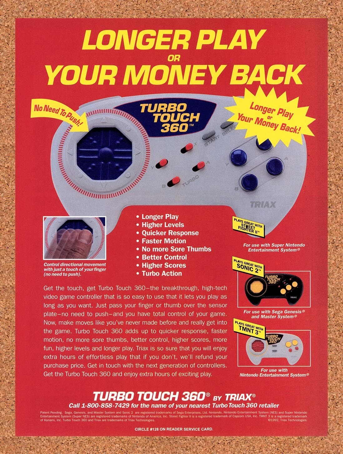 1992 Triax Turbo Touch 360 Original Advertisement / Retro Wall Art v1