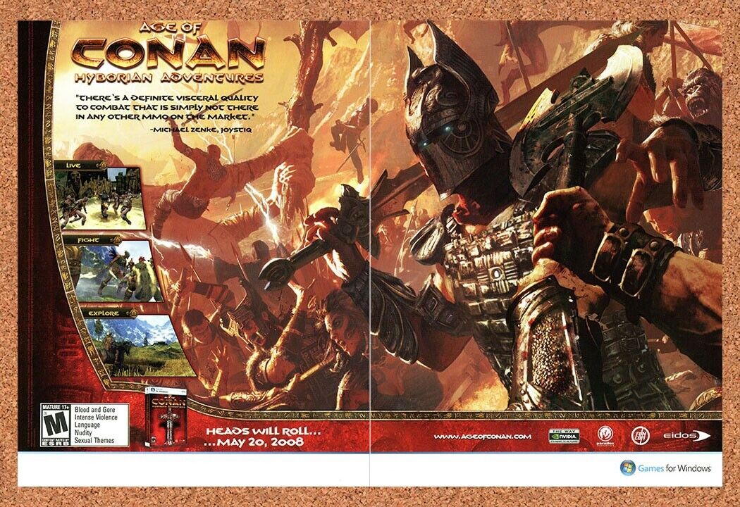 Age Of Conan Hyborian Adventures PC Original 2008 Ad Authentic Video Game Promo