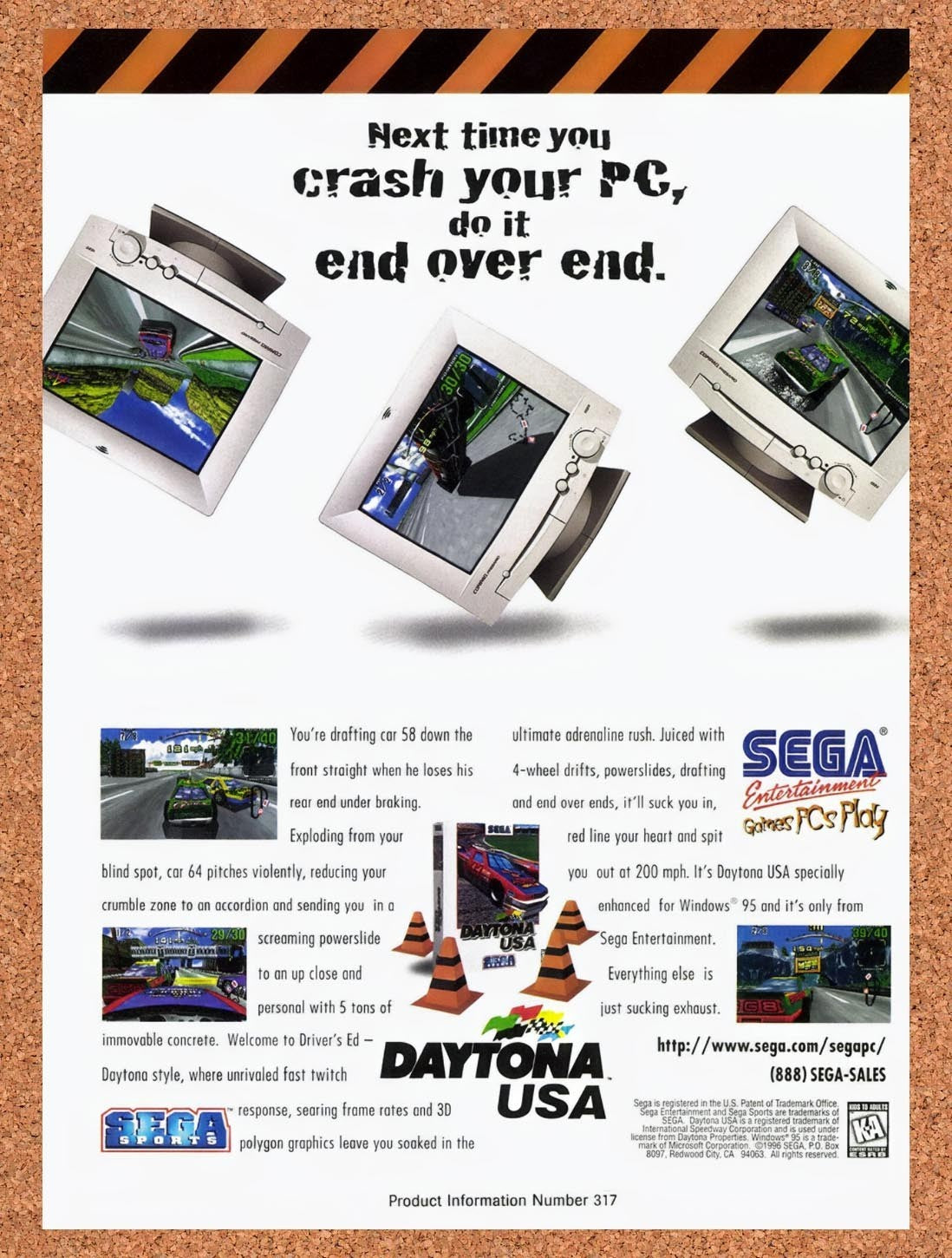 1996 Daytona USA PC Original Advertisement / Retro Promo v2