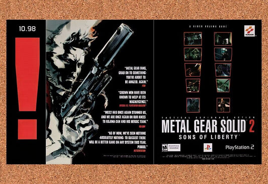 2000 Metal Gear Solid 2 Sons Of Liberty PS2 Original 3-Part Ad / Wall Art v2
