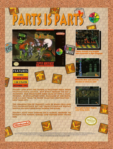 1994 Dr Franken SNES Original Advertisement / Retro Wall Art v2