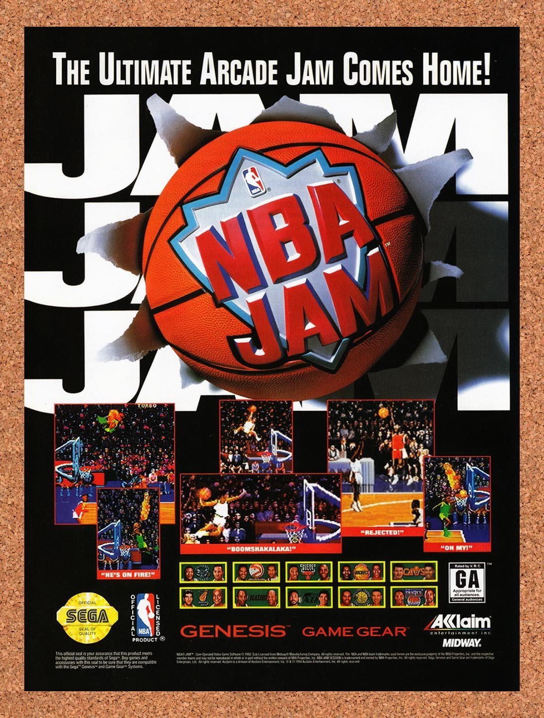 1994 NBA Jam Sega Original Advertisement / Retro Promo v7