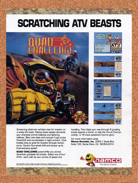 1991 Quad Challenge Genesis Original Advertisement / Retro Promo v1