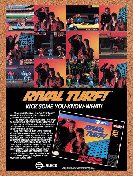 1992 Rival Turf SNES Original Advertisement / Retro Promo v1