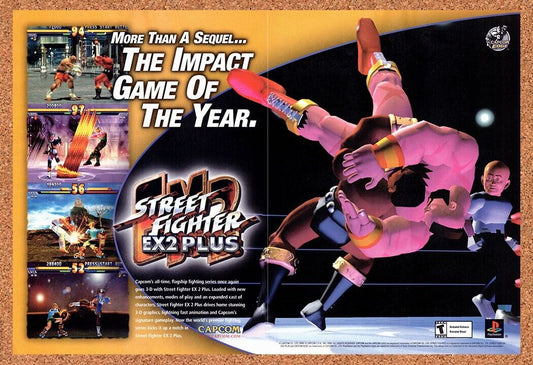 Street Fighter EX2 Plus PS1 Original 1999 Vintage Ad - Video Game Promo