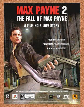 Max Payne 2 PS2 Original 2004 Ad Authentic Rockstar Video Game Promo Wall Art 5