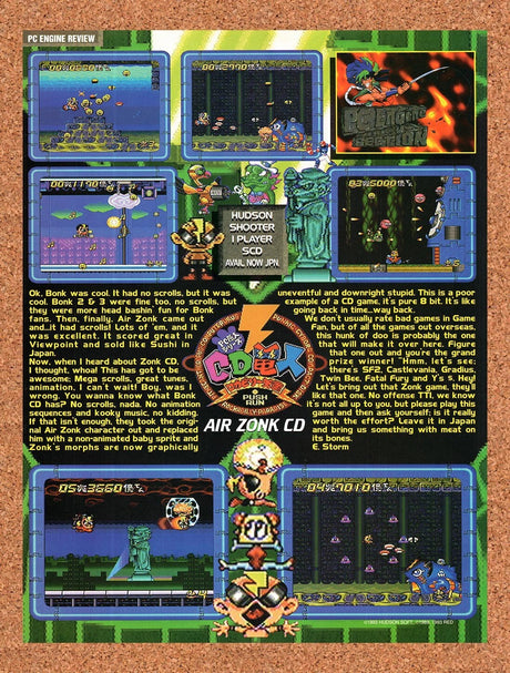 1993 Air Zonk PC Engine Original Advertisement / Retro Wall Art v1