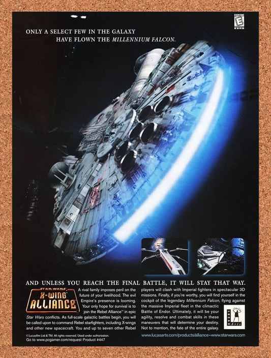 Star Wars X-Wing Alliance PC Original 2000 Ad Authentic Video Game Promo