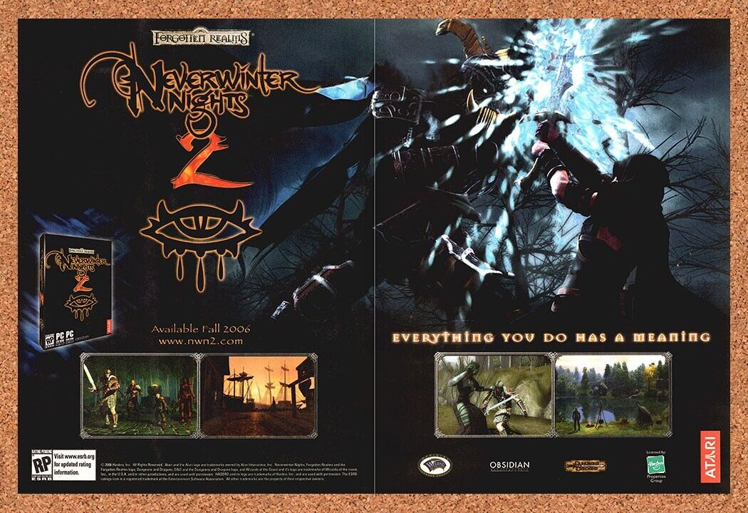 Neverwinter Nights 2 PC Original 2005 Ad Authentic Epic Video Game Art Promo