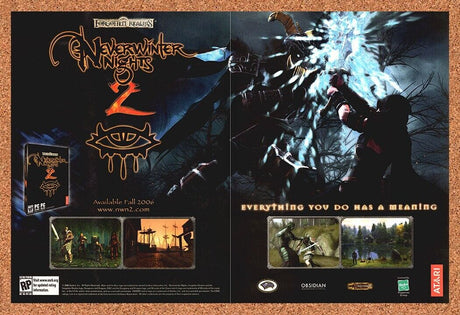 Neverwinter Nights 2 PC Original 2006 Ad Authentic Epic Video Game Art Promo