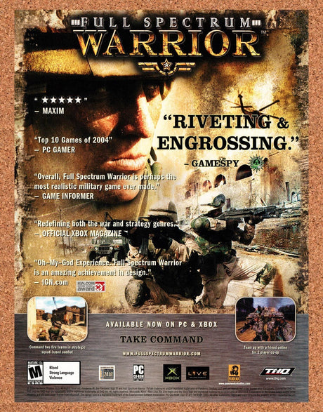 2004 Full Spectrum Warrior PC Original Advertisement / Retro Promo v1