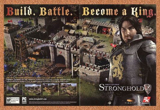 Stronghold 2 PC Original 2006 Ad Authentic Windows MMORPG Video Game Promo v2