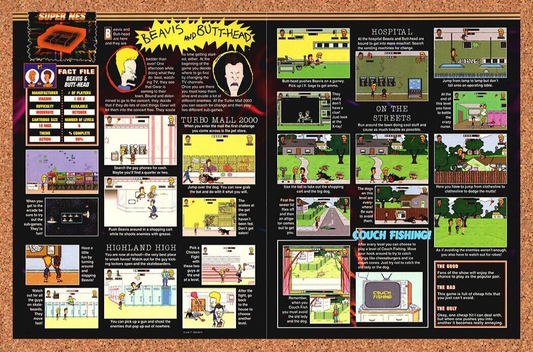 Beavis & Butthead SNES Original 1993 Print Ad Authentic Video Game Art Promo