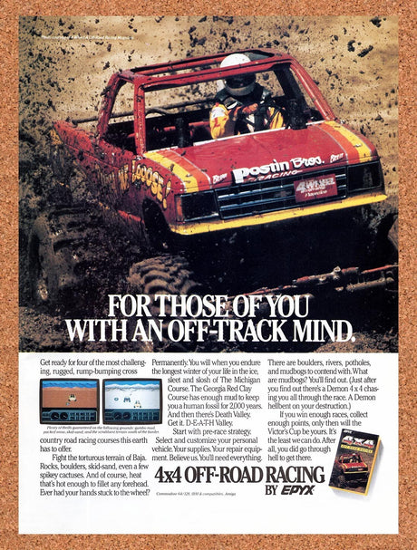 1988 4x4 Off-Road Racing Commodore 64 Original Advertisement / Retro Wall Art v1