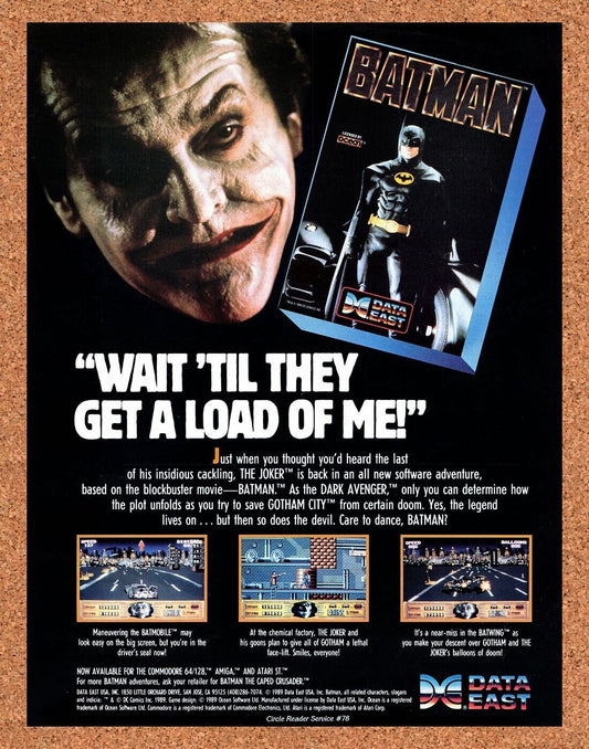 Batman Commodore-64 Original 1989 Vintage Ad - Video Game Promo