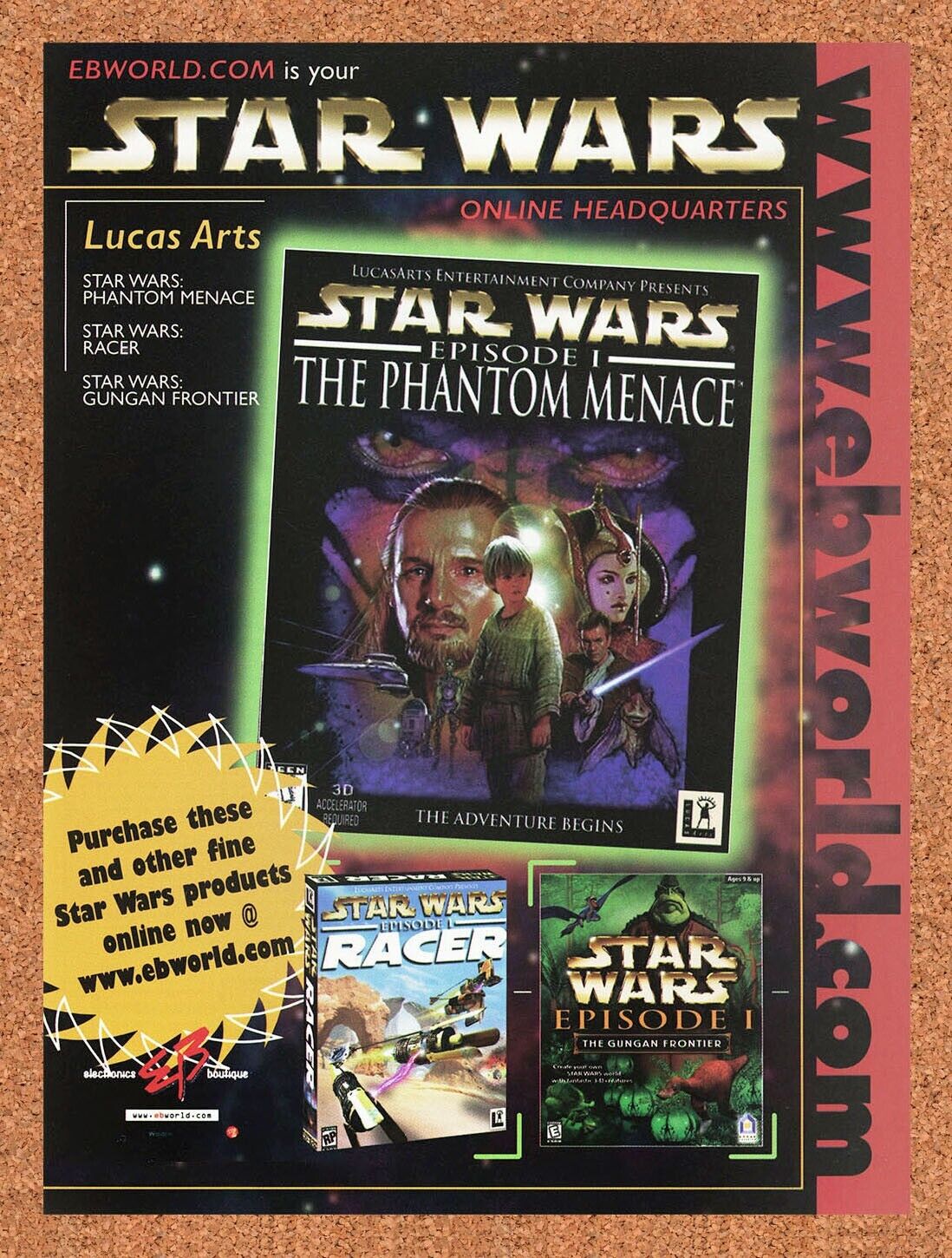 Star Wars Episode I Phantom Menace PC Original 2009 Ad Authentic EB Games Promo