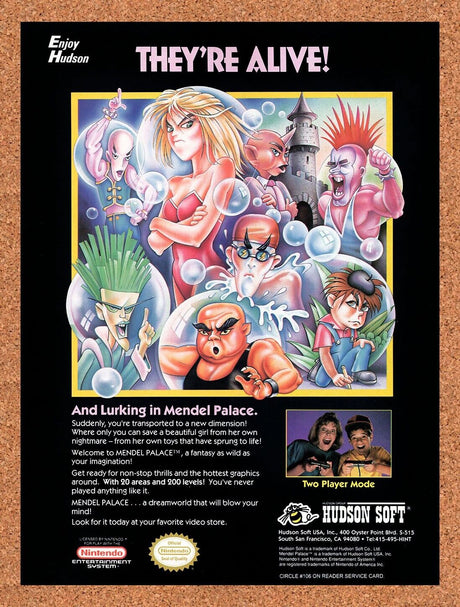1991 Mendel Palace NES Original Advertisement / Retro Wall Art v1