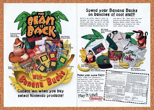 Donkey Kong Shirt Hat Contest Original 1995 Ad Authentic Retro Gameboy Promo