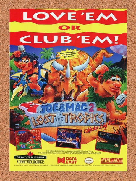 Joe And Mac 2 Lost in the Tropics SNES Original 1996 Ad Authentic Game Promo