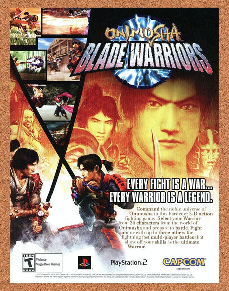Onimusha Blade Warriors PS2 Original 2004 Ad Authentic Capcom Video Game Promo