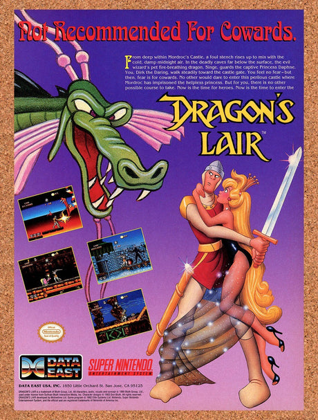 1992 Dragons Lair SNES Original Advertisement / Retro Video Game Promo v3